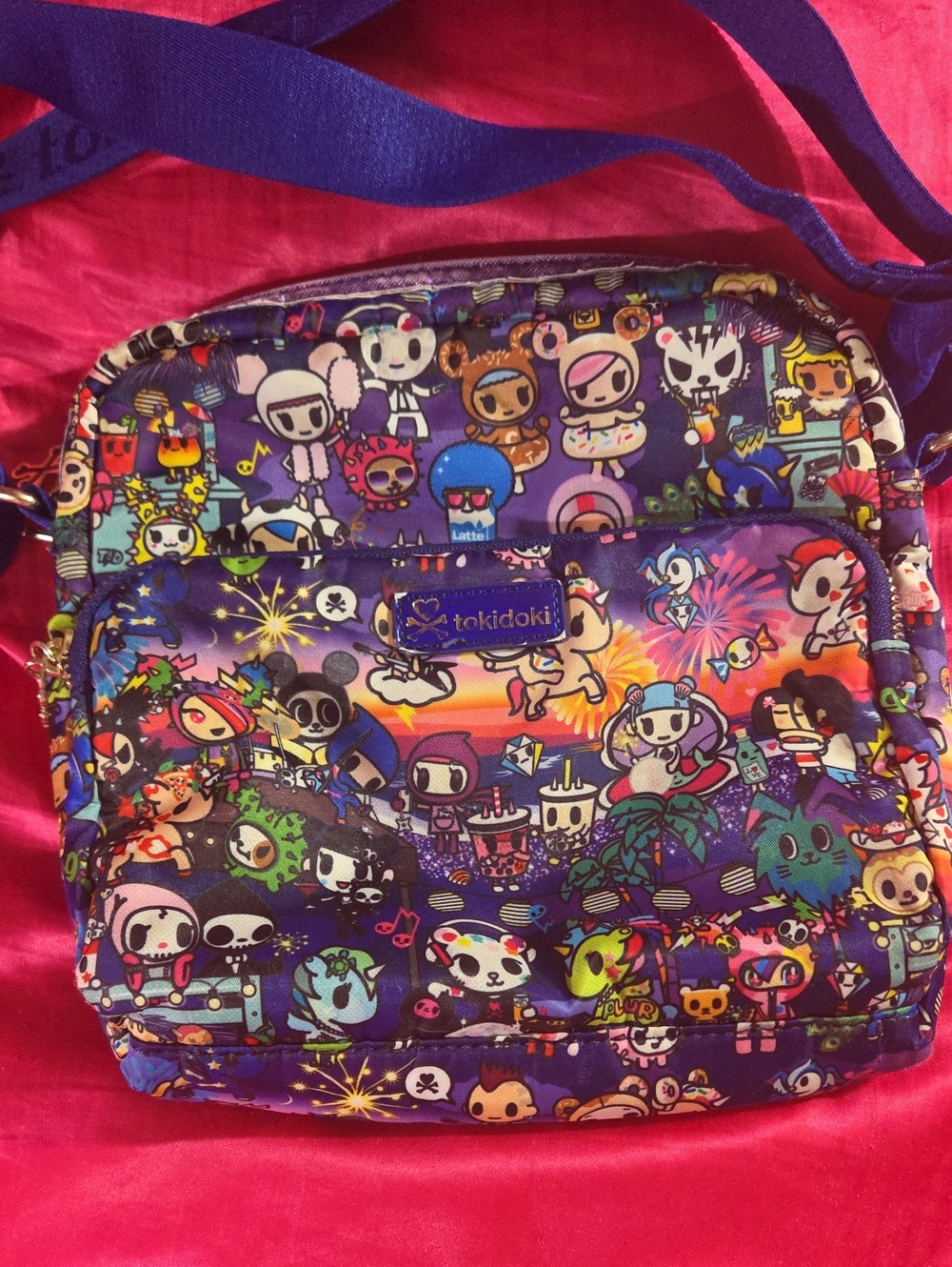 tokidoki Purple Multicolor Character Print Crossbody